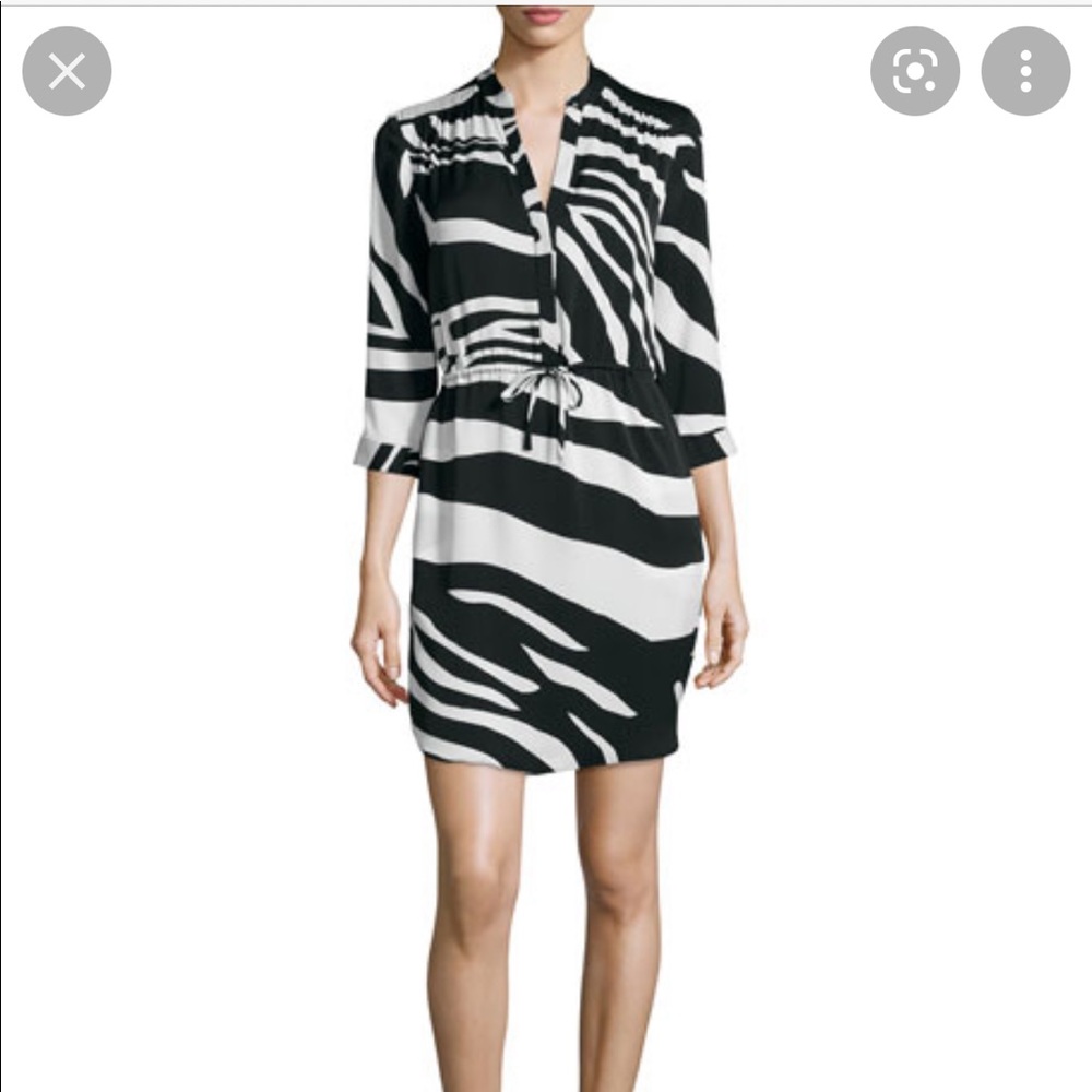 DVF Freya Zebra-print drawstring dress 8 EUC